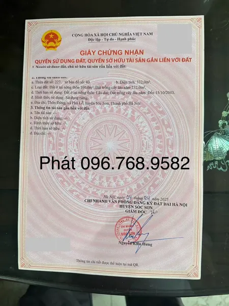 Chính Chủ Bán Đất Trung Tâm Ngã Ba Phù Lỗ, Sóc Sơn, Hà Nội