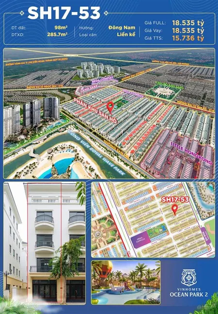 Song lập mini 98m2 san hô đông nam cách hồ 50m, công viên nước giá 153tr/m2, sẵn sổ 0962 284 ***