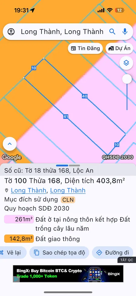 Bán đất 403.8m² ngang 10m giá 11 tỷ Xã Long Thành