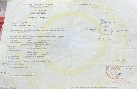 Bán đất 180m² ngang 12m giá 1.15 tỷ Xã Kiến Thụy