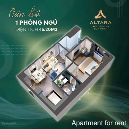 Còn sót lại 1 căn 1pn altara residence tầng cao full nt | giá 1tỷ550tr