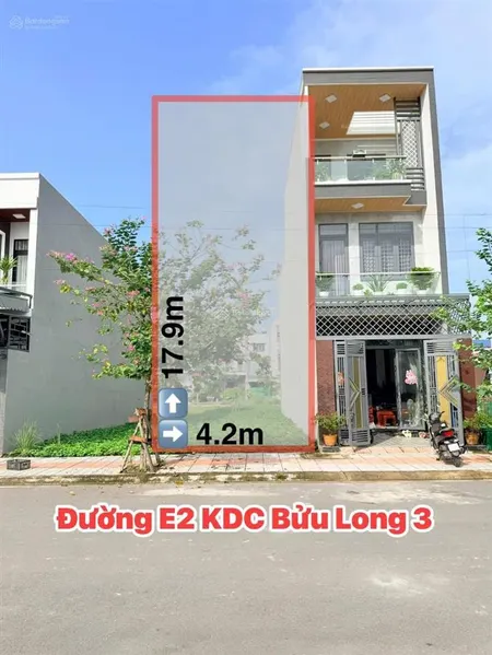 Bán lô đất tđc bửu long 3 phường trấn biên. dt 4,2x17,92 = 75,2m2. giá 3,1 tỷ