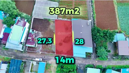 Bán đất bảo lộc dt 387m2 ngang rộng 14m sẵn 270m2 thổ cư đường hoài thanh, phường b'lao, tp.bảo lộc