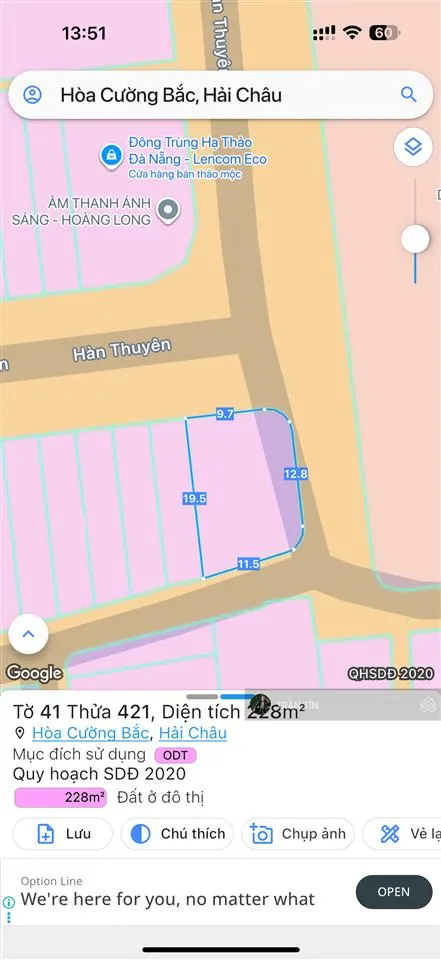 Lô đất 3 mặt tiền đường hàn thuyên, hải châu