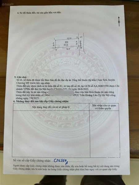 Đất trung tâm thị trấn chúc sơn