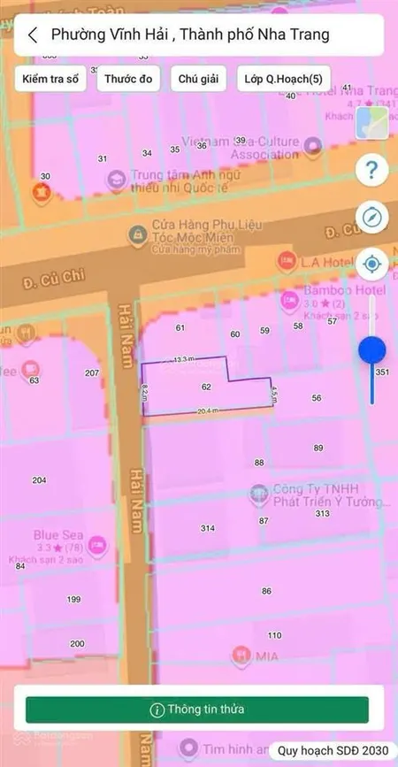 Bán lô đất 2 mặt đường ngay sát đường củ chi p. vĩnh hải tp. nha trang. dt 142,7m2 giá 10,5 tỷ
