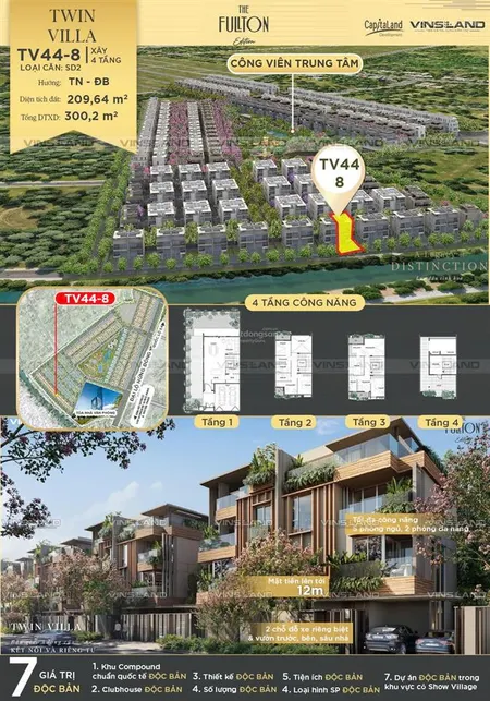 Rẻ đẹp nhất the fullton, giá không chênh quỹ căn liền kề, tứ lập và đơn lập gần vườn hoa, bể bơi