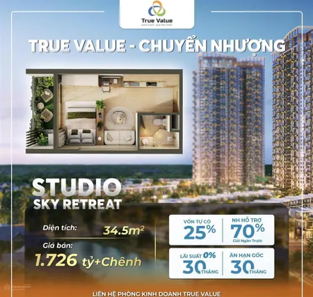 Quỹ hàng studio 1pn đa dạng các tầng toà s1, s2. vốn tự có 463tr, nh hỗ trợ 70%, miễn gốc lãi 30th