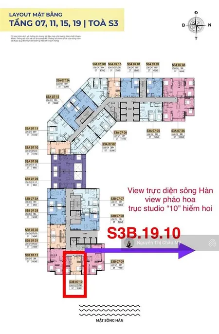 Châu mỹ srt căn hộ studio toà s3b. 19.10 view trực diện sông hàn giỏ hàng cđt the symphony