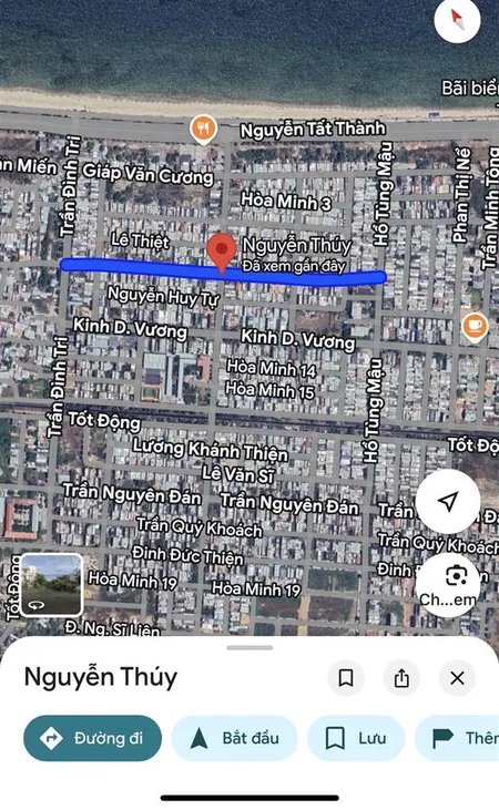 Đất đường 7m5 nguyễn thuý, hoà minh diện tích 85m2 ngang 4m5 hướng tây nam