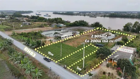 2.926m² đất mặt tiền sông + đường nhựa thổ cư 200m² sẵn | phú thạnh tân phú đông