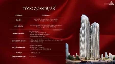 Mở bán chính thức dự án tòa cánh hoa the queen 360 giải phóng, đơn giá chỉ từ 95tr/m2