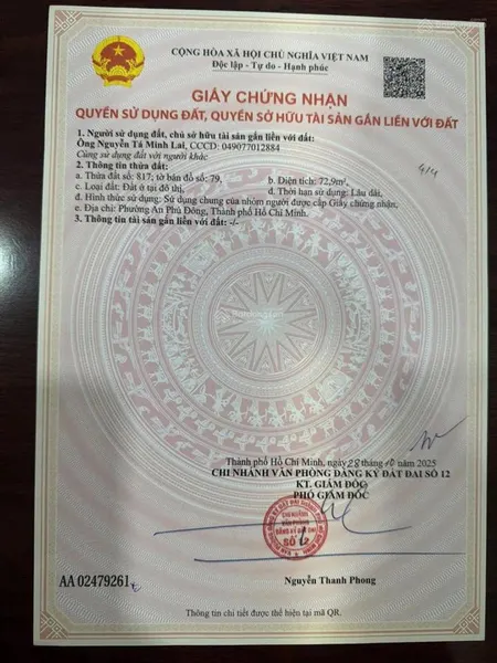 Bán nhà kho dt 72.8m2 tại an phú đông 3, đường lớn. chỉ 4.5 tỷ còn tl