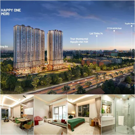 Bán căn hộ happy one mori 66m2, 2pn, 2wc giá 2.535 tỷ. thanh toán trước 121 triệu