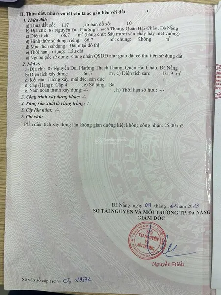 Bán nhà riêng trung tâm 87 nguyễn du, phường hải châu, hải châu, đà nẵng