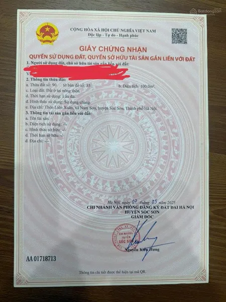 Bán gấp! 100m² full thổ cư tại nam sơn sóc sơn | giá chỉ 620 triệu lô đẹp nhất