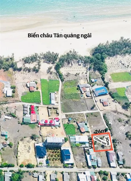 Mảnh vườn vip đẹp vuông vức 30m ngang ra bãi tắm hơn 100m sổ 710mv ont đẹp