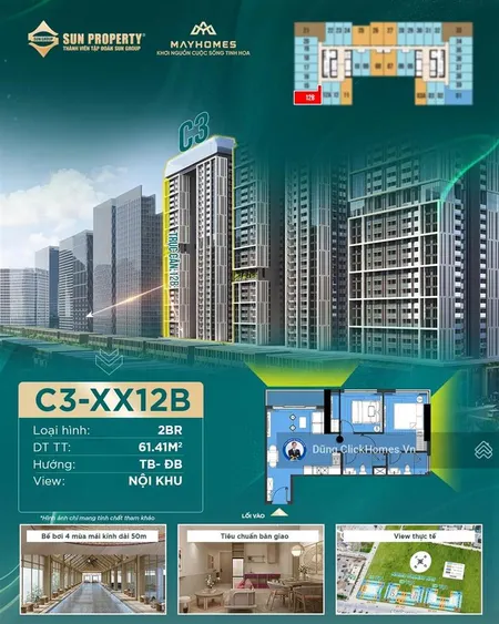 Bán căn c3xx12b sun centro town 2pn 61.41m² giá 4.00 tỷ suất đẹp hiếm trên thị trường!