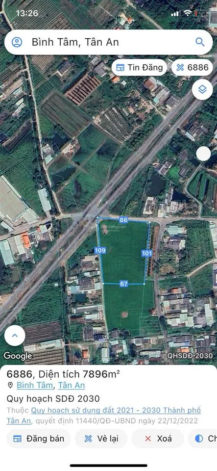 Chính chủ bán 7300m2 đường vành đai tân an