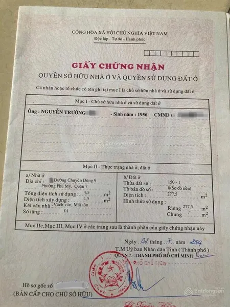 Bán nhà mt đg chuyên dùng chín, p. phú mỹ, q7, tp. hcm. dt 8.5x27.5m, nở hậu 10m. giá 28 tỷ