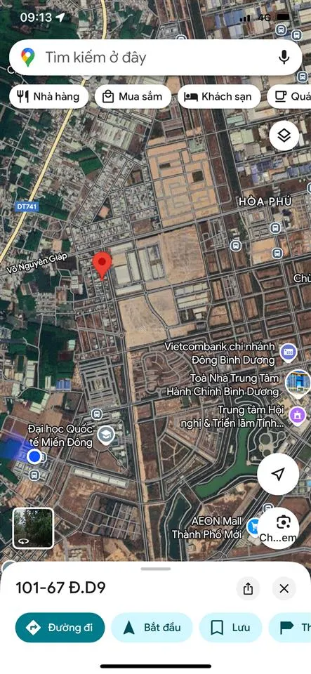 Cần bán lô đất d9tdc p.hoà phú kế bên đhqt miền đôngnằm trung tp mới bình dương tiện ích đầy đủ