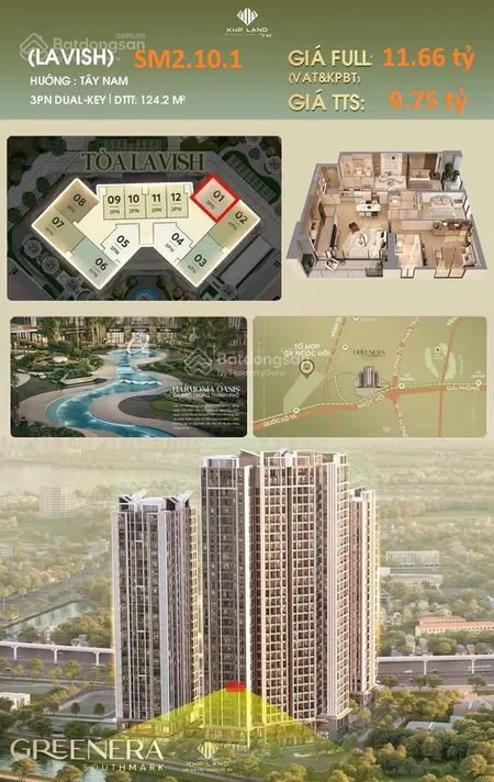 Căn 3pn 3vs diện tích 124.4m2 bàn giao nội thất cao cấp cđt tân hoàng minh giá chỉ 76tr/m2