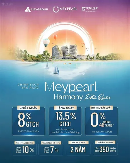 Meypearl phú quốc sở hữu lâu dài, vốn đầu tư chỉ từ 500tr. ck tới 32,5%, hỗ trợ ls 0% tới 48 tháng