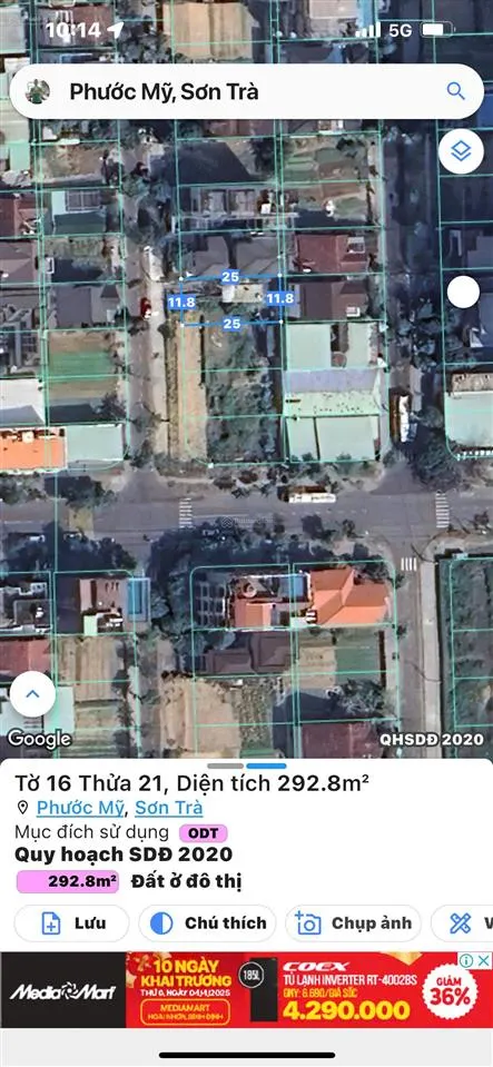 Bán lô biệt thự siêu đẹp đường lê mạnh trinh, ngay bãi tắm phạm văn đồng. dt 292.5m2 ngang 12m