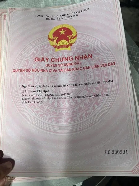 Anh mình cần bán 1011.4m2 cln nằm mặt tiền đường nhựa dân sinh thuộc ấp tân lập. giá 2.2 tỷ