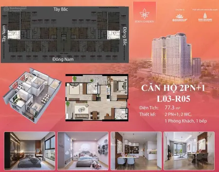 Bán cc eden garden thái bình, 2,371 tỷ, 77,3m2, view đẹp, uy tín, q. thái bình