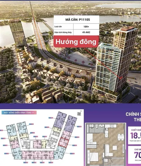 Căn hộ sun cosmo tòa p1 đà nẵng căn p11105 1br view biển mỹ khê
