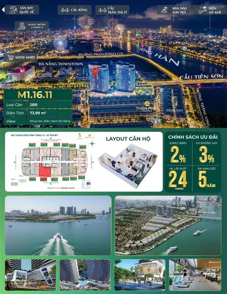 Quỹ căn vip nhất căn hộ the meridian view pháo hoa sông hàn đà nẵng downtown cực đẹp tầng 1820