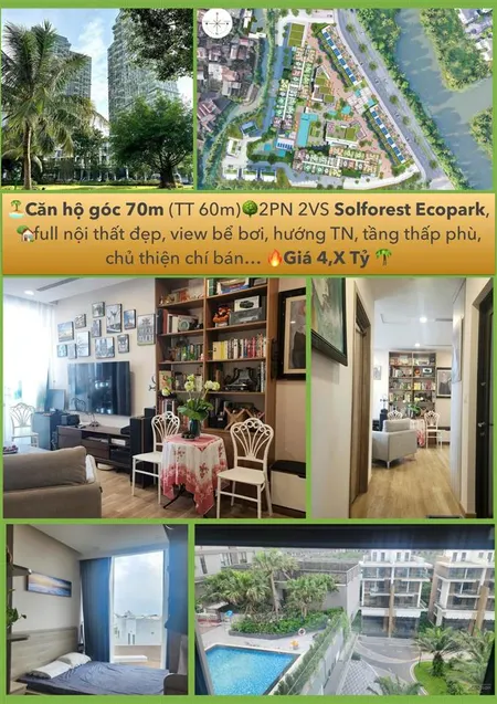 Bán căn 2 phòng ngủ toà s02 sol forest căn góc giá 4.490 tỷ bao phí, 0961 694 ***