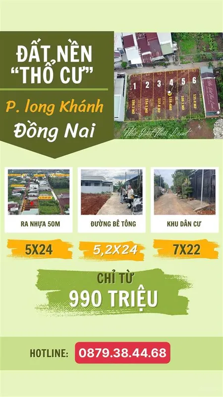 Đất ở 5x24 sổ riêng chỉ 990tr tại long khánh, cách nhựa điểu xiển 50m