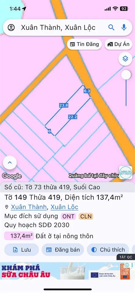 Cần bán nhanh cặp đất hẻm 1 sẹc từ đường nhựa đi vào tại suối cao, xuân lộc, khu trung tâm xã