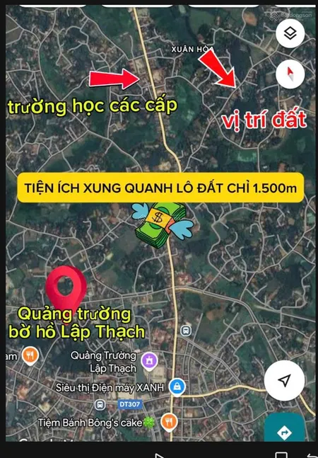 Bán đất tại đt 307, lập thạch, vĩnh phúc, 4,5 triệu / m2, 101m2, nhiều tiện ích