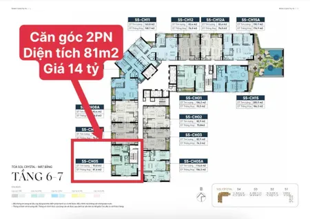 Căn góc 2pn diện tích 81m2 giá 14 tỷ, view công viên ciputra, toà noble crystal tây hồ