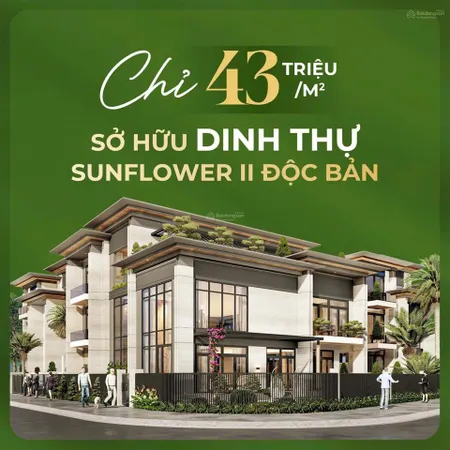 Bán biệt thự sunflower ii trung tâm thành phố mới bình dương , giá 43tr/m2. rẻ hơn 1/2 thị trường.
