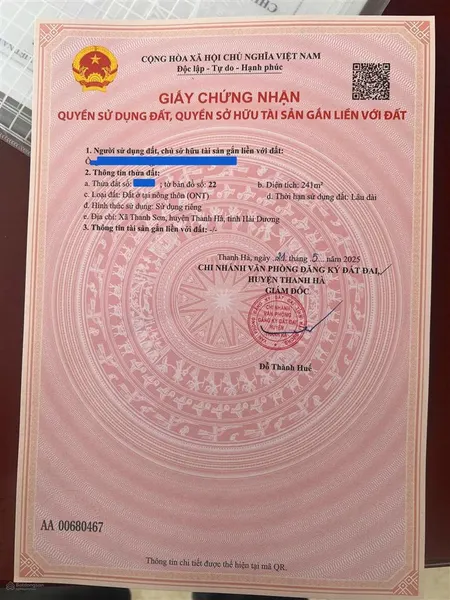 241m đất thổ cư 100%, tôi chính chủ (sổ đỏ đứng tên tôi)