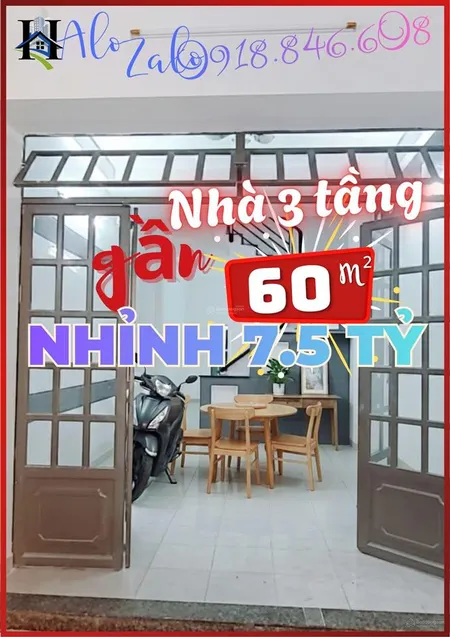 Nhà q.8, 60m2, nhỉnh 7 tỷ, 3 tầng, đ. dương bá trạc, nhà đẹp ở ngay, hẻm thông