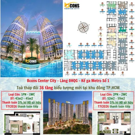 Giỏ hàng suất nội bộ bcons center city thanh toán chỉ 130 triệu sở hữu ngay. căn giá chỉ từ 2,5 tỷ
