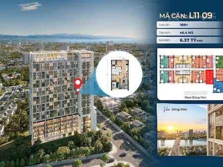 Chính chủ bán căn hộ l1109 1pn + mt đường lê duẩn, trung tâm tp đn, giá giảm sâu. 0905 661 ***