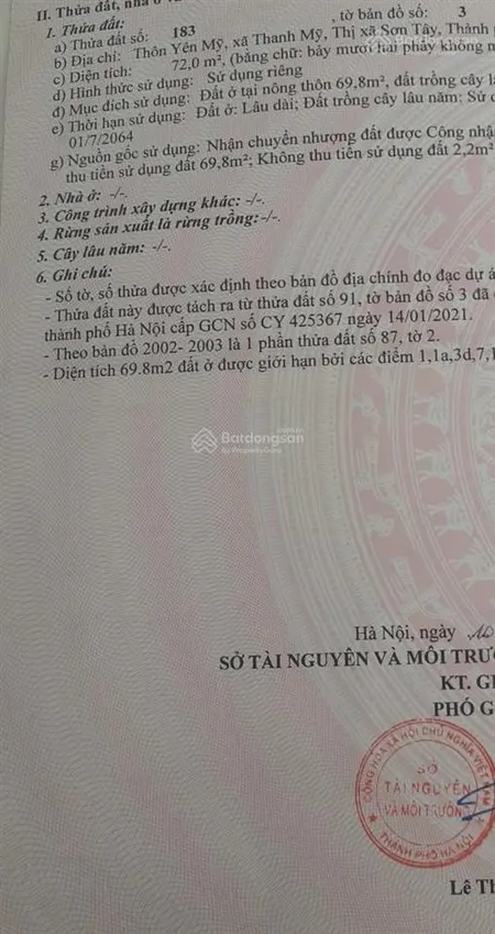Chính chủ bán đất sơn tây có thương lượng
