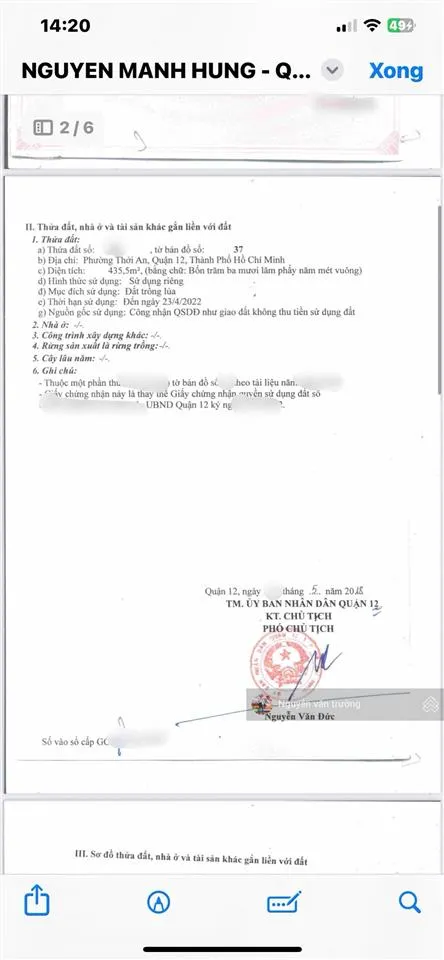 Bán đất phường thới an gần uỷ ban quận 12, giá tốt 8.4mx50m