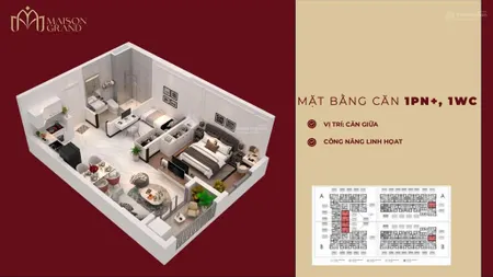 Cần ra nhanh căn 1pn 49m2 , maison grand phú mỹ, 0909 444 ***