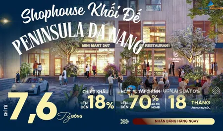 Siêu phẩm shophouse peninsula căn góc 2 tầng, 2 mặt tiền view sông hàn sở hữu lâu dàick hơn 15%