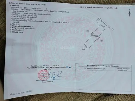 Chính chủ cần bán đất tại phường quảng phú, thanh hoá