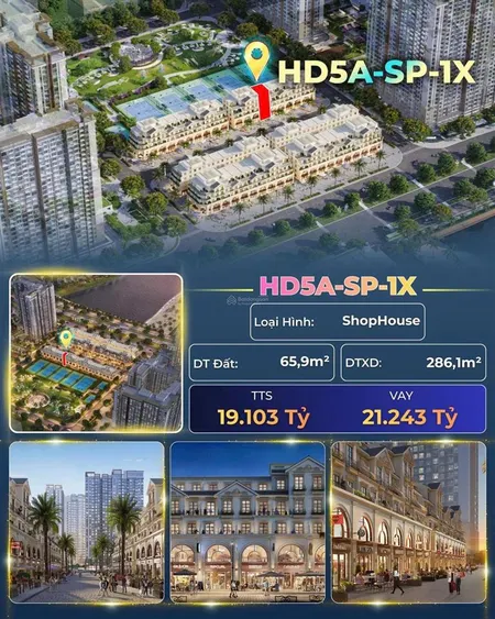Chỉ 66tr/m2 xd sở hữu ngay shophouse đối diện 10 toà chung cư cao cấp, đã ở full tại vhocp1