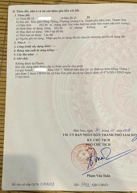 Tôi cần bán 2 lô đất tái định cư thôn hồng thắng, phường quảng cư, thành phố sầm sơn, thanh hóa