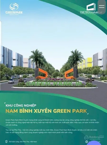 Diện tích sản xuất từ 0.550 ha trở lên khu công nghiệp bình xuyên